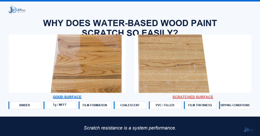 Factors affecting scratch resistance in water-based wood coatings